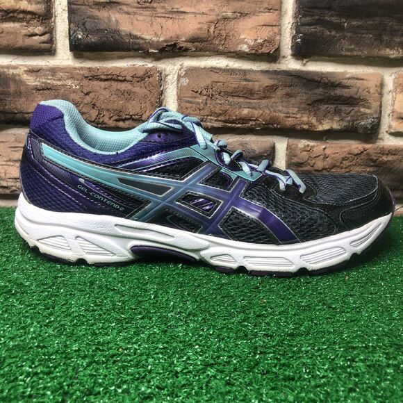 Asics Gel-Contend 2 Running Shoe Womens Size 9.5 Gray Purple Blue Athletic T474N - Picture 1 of 10